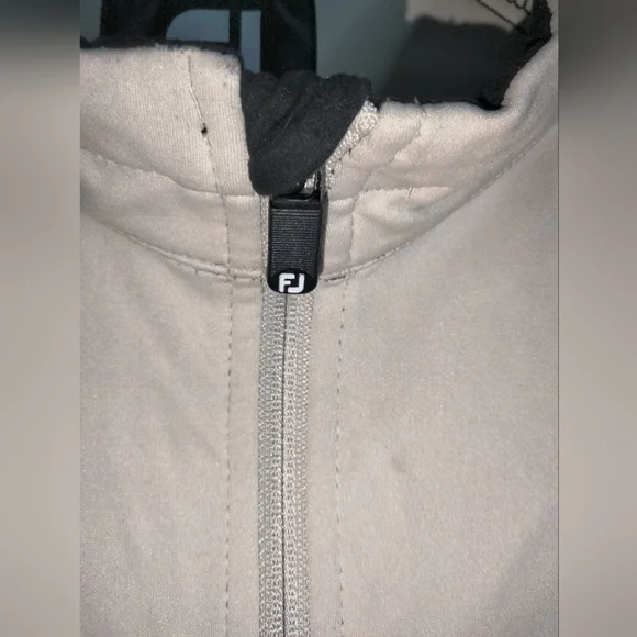 FootJoy (Size XL) Men's Black & Cream Water Resistant LS Full Zip Golf Jacket